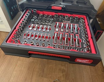 Inserto per bussola PACKOUT personalizzato per set metrici da 1/4", 3/8", 1/2" – Sistema a 4 cassetti