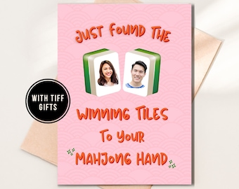 Custom Mahjong Valentines Card, Personalized Mahjong Tiles, Cards For People Who Love To Play Mahjong, Chinese Valentines Cards