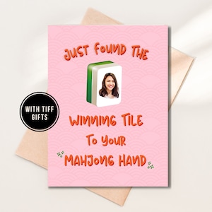 Tarjeta de San Valentín Mahjong personalizada, azulejo Mahjong personalizado, tarjeta para jugadores de Mahjong, tarjetas de aniversario chinas, regalos de pareja china