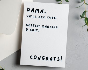 Minimalist Funny Wedding Card, Wedding Card For Close Friends, Best Friend Getting Married, Newly Wed Card, Humor Wedding Cards, Congrats