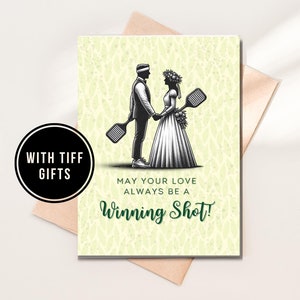 Cartes de mariage au pickleball, cartes de mariage sur le thème du pickleball, mariage pour couples jouant au pickleball, couple au pickleball pour se marier