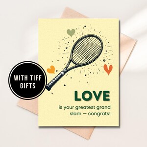 Tennis Liebe Hochzeitskarten, Grand Slam Karten, feierliche Tennis Ehekarte, Tennis Mann und Frau