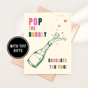 Pop The Bubbly Celebration Card, Newly Wed Card, Newly Engagement Card, Wedding Card, New Home Card, New Homeowner Card, Couple Cards