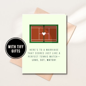 Carte de match Love Set, Carte de mariage tennis, Cadeaux tennis, Carte de mariage pour amateurs de tennis, Tennis femme, Carte de Saint-Valentin, Carte de voeux tennis