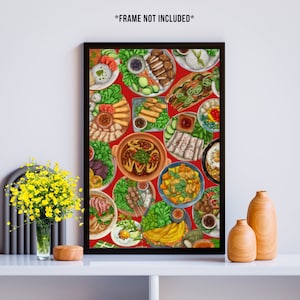 Vietnamese Food Spread Poster Wall Art, Viet Pride Gifts For Friends, Vietnam Poster Of Vietnamese Cuisine, Gifts For My Vietnamese Mom