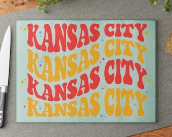Groovy Glass Cutting Board Kansas City Themed, Kansas City Kitchen Housewarming Gifts