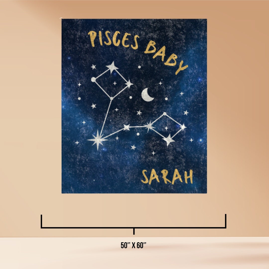 Custom Pisces Blanket for Kids or Adults, Personalized Zodiac Blanket, Custom Astrology Blanket