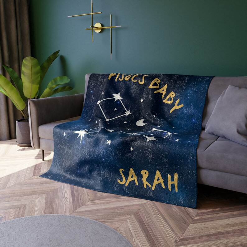 Custom Pisces Blanket for Kids or Adults, Personalized Zodiac Blanket, Custom Astrology Blanket