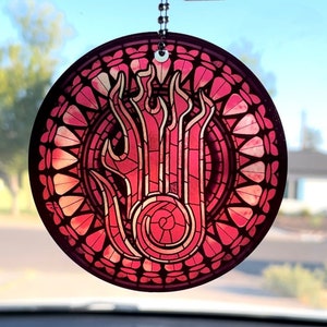 Skyrim Destruction Magic Symbol Stained Glass Look Acrylic 3” Suncatcher Rear View Ornament Decoration Elder Scrolls Gamer Gift Videogames