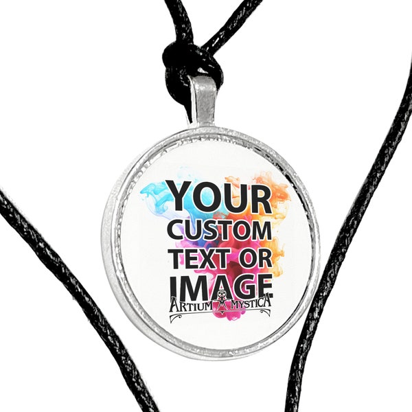 Custom Round Pendant Necklace Gift Add Your Own Photo, Text, Logo or Design Graphic Design Service Available for a Bespoke Personalized Gift