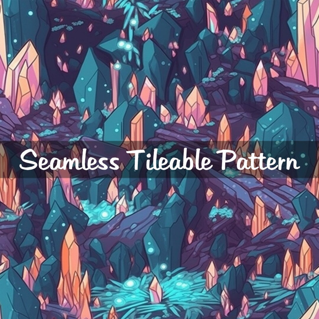 Glowing Crystal Cavern Tileable Seamless Pattern Repeating Digital ...