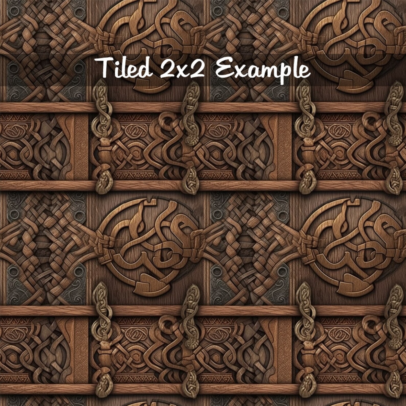 Norse Viking Wood Carving Tileable Seamless Pattern Repeating Digital 