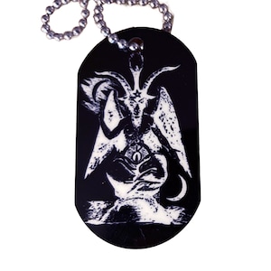 Baphomet Pendant Dog Tag Necklace - Gothic Witchcraft Satanic Occult Necklace Black Magic Arts Baphomet Necklace Witch jewelry accessory