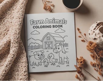 Farm Animals Coloring Pages, Toddler Learning (Digital Download)