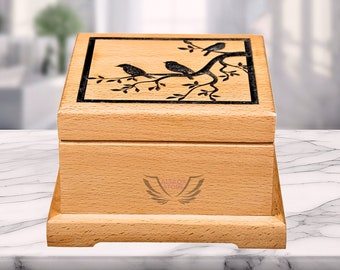 Bird Lover Urn | Bird Engraved On Urn  - Personalized Cremation Urn for Ashes Handcrafted - Gift For Bird Lover