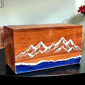 Personalized Wooden Urn Box for Ashes –Custom Engraved Cremation Urn – Handmade Memorial Keepsake Funeral Ash Box for Human or Pet Christia