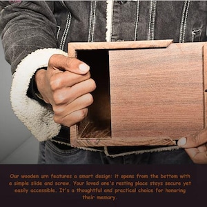 Personalized wooden cremation urn with symbolic design

Custom engraved wooden urn for funeral ceremony

Wooden memory box for storing cremation ashes

Cremation urn with custom laser engraved pattern

Unique engraved wood box for memorial tribute

Engraved wooden urn with tree and bird silhouette