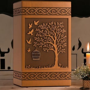 Tree of Life Engraved Wooden Urn Box – Handcrafted Memorial Cremation Urn | Personalized Solid Wood Ashes Keepsake urn large urn