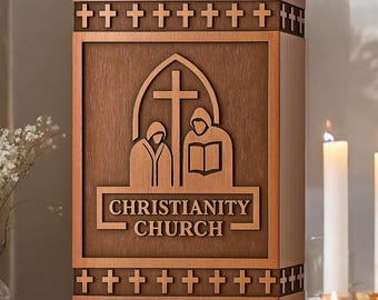 Urna de cruz de palisandro artesanal: recuerdo cristiano grabado