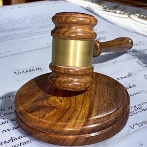 Engraved Wooden Gavel with Sound Block – Personalized Judge Gift, Lawyer Desk Decor, Retirement or Graduation Keepsake