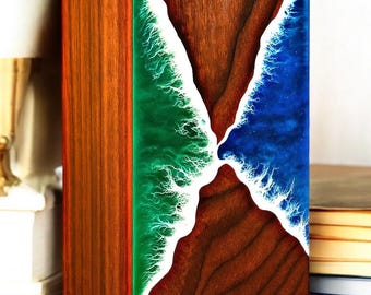 Urna funeraria artesanal de resina oceánica de palisandro: recuerdo personalizado