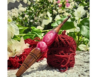 resin crochet hook | Rosewood Crochet With Resin Filled Design | Inline Crochet Hooks |