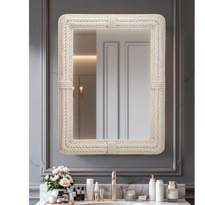Rustic Wooden Wall Mirror | Rectangular Wood Frame Mirror Farmhouse Wall Decor Entryway, Bathroom or Living Room Mirror Handmade Home Accent