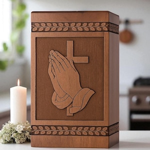 Aangepaste gegraveerde houten urndoos voor as Gepersonaliseerde herdenkingscrematiedoos voor mens of huisdier, handgemaakte houten begrafenisaandenken, rustiek