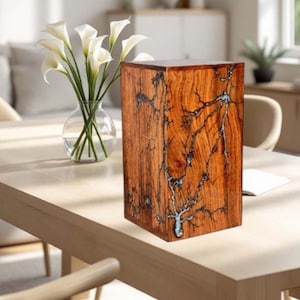 wooden urn box resin Adult cremation urns | Lichtenberg Figure Urn Resin and Rosewood Cremation Urn | Father's Day Gift, Personalised Gifts