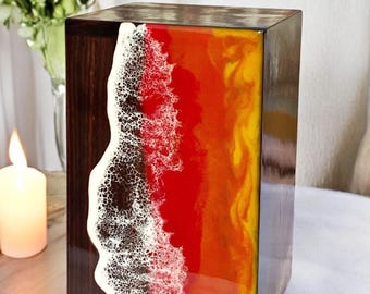 Handmade Wooden Resin Cremation Urn Box: Custom Memorial Keepsake