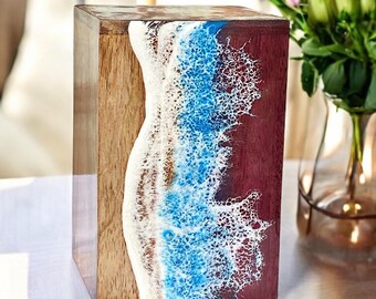 Handmade Wooden Resin Urn Box: Personalized Memorial Keepsake