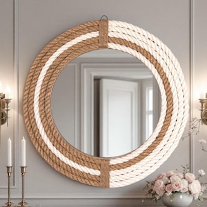 Rustic Round Wooden Wall Mirror | Handmade Natural Wood Frame | Farmhouse Boho Decor for Bathroom, Entryway, or Living Room wall mirror wood