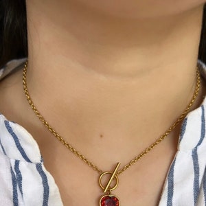 Collar de corazón rojo, regalo para ella, regalo para mamá, abrazos de corazón, collar delicado, regalo de Navidad, regalo para aniversario imagen 5