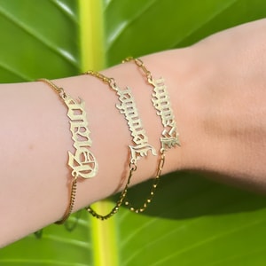 18K Gold NAME Bracelet, Personalized Name Bracelet, Gift For Her, Christmas Gift Bracelet, Gift for Mom, Initial Bracelet image 1