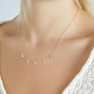 Custom Letter Necklace • Spaced Letter Necklace • Personalized Name Jewelry • Gold Name Necklace • Gift for Mom
