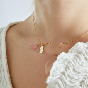 Dainty Initial Tag Necklace • Custom Engraved Letter Pendant Necklace • Bridesmaid Gifts • Silver Initial Tag Necklace • Christmas Gift