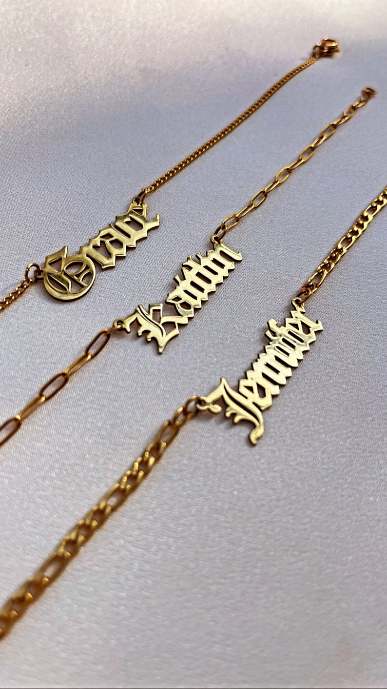 18K Gold NAME Bracelet, Personalized Name Bracelet, Gift For Her, Christmas Gift Bracelet, Gift for Mom, Initial Bracelet image 4