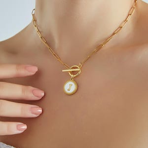 Gold Paperclip Necklace with Toggle, Gold Letter Necklace, Initial Necklace, Dainty Necklace, Gold Necklace, Initial Pendant, Gift