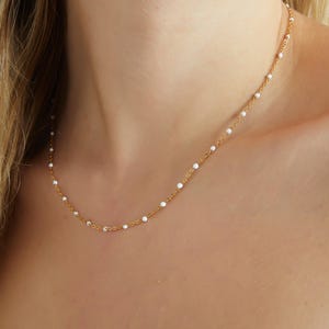 Opal Station Necklace • Bridesmaid Jewelry • MOM GIFT • Dainty Necklace • Layered Necklace • Chain Necklace • Best Friend Gift
