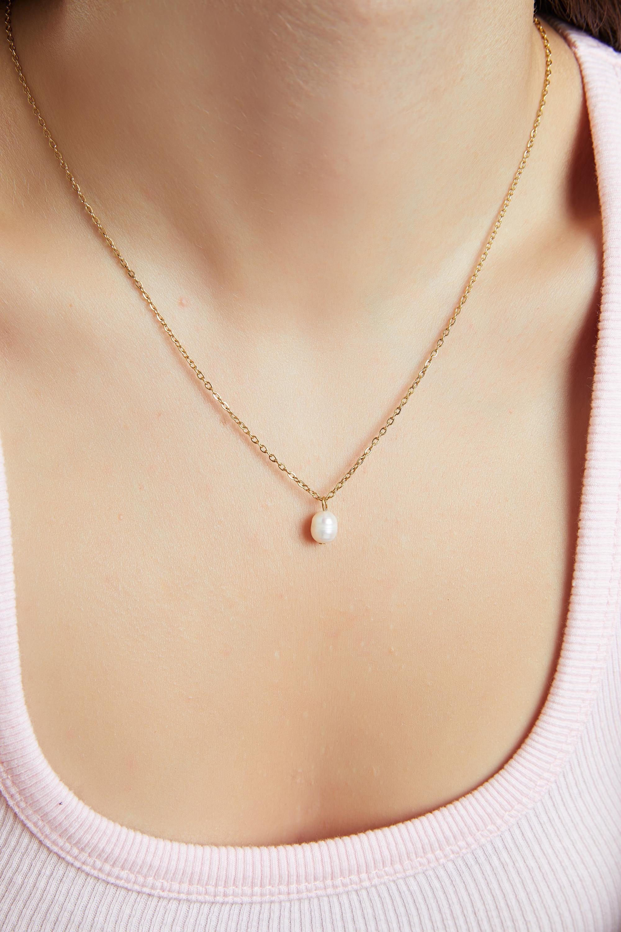 Gold Infinity Single Pearl Necklace For Women - Stainless Steel With Cubic Zirconia, Gift Box - View #11
