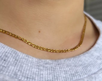 18K Gold Figaro Chain Necklace - Dainty Necklace - Gift for Her -  Figaro Chain - Christmas Gift - Gift for Him - Unisex Figaro Chain