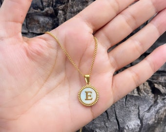 18K Gold Filled Disc Initial Necklace, Disc Letter Pendant,- Perfect Mom Gift, Christmas GIFT,  Gift for Her, Personalized Gift