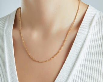 18K Gold Chain Necklace, Vine Chain, Twist Chain, Gift for