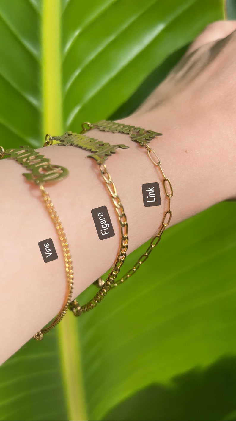 18K Gold NAME Bracelet, Personalized Name Bracelet, Gift For Her, Christmas Gift Bracelet, Gift for Mom, Initial Bracelet image 3