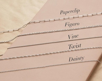 925 sterling silver necklace chain, chain necklace, silver necklace for women, chain for men, Rope, Figaro, Box chain, Spiga, Cuban chain