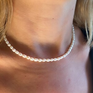 Pearl Necklace, Freshwater Pearl Chain Necklace, Pearl Beaded Necklace, Bridesmaid Necklace, Gift for Her, Gift for Mom, Christmas Gift image 1