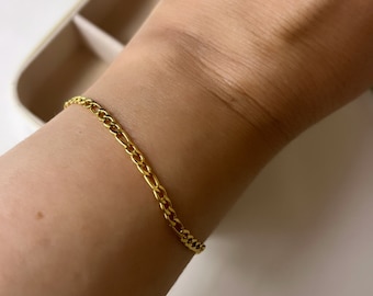 18K Gold FIGARO Chain Bracelet - Paperclip Bracelet - Gift for Her -  Figaro Chain - Christmas Gift - Women Bracelet - Chain for Kids