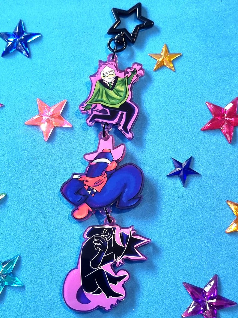 Delta Rune Gift Deltarune Fake Mikes Trio Double-sided Connected Keychain (battat ...
