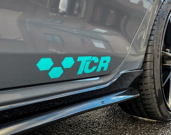 Juego de pegatinas de vinilo premium con logo TCR en el lateral VW Golf 7 GTI