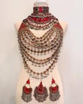Afghan Kuchi Tribal Necklace Set: Handmade Red & Silver Bridal Jewelry product logo